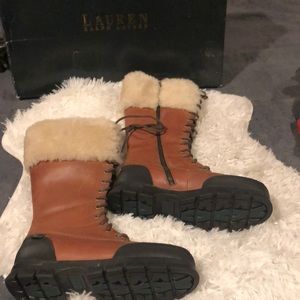 Ralph Lauren Tan Leather winter boots